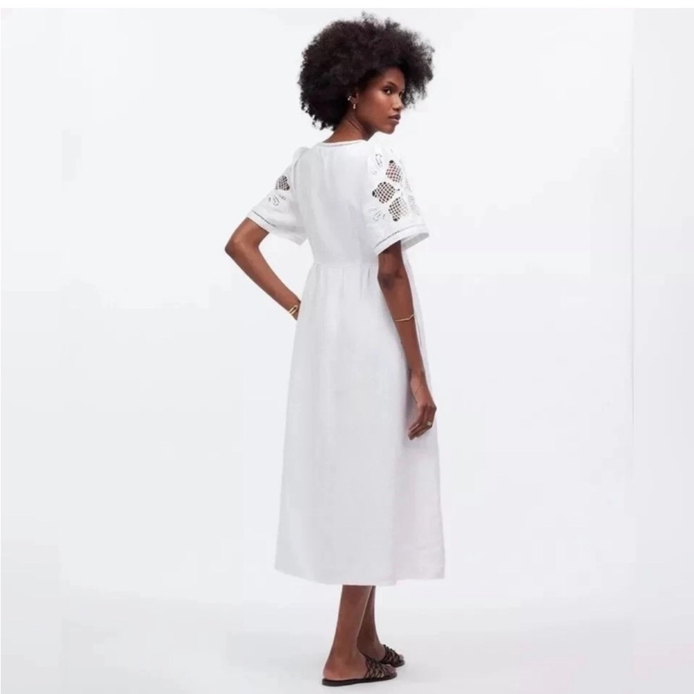 Madewell Cassie Linen Eyelet Midi Dress - Picture 2 of 3